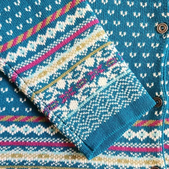 CJ BANKS fair aisle cotton knit button down sweater. Size X. - Picture 2 of 7